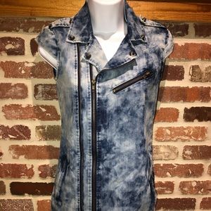 Tie-dye blue jean dress size small
